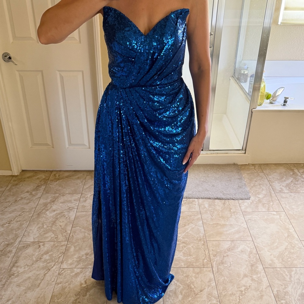 Blue Sequin Evening Gown